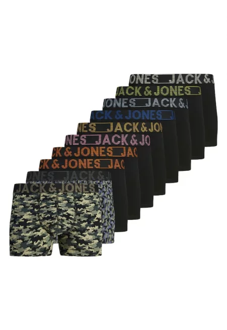 Боксерки с памук с лого на талията - 10 чифта - Зелен/Черен/Син