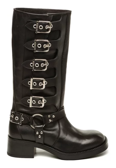 Ботуши над коляното Battle с токи - Черен