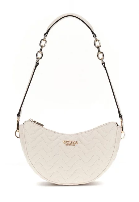 Чанта през рамо от еко кожа с лого - Бледо розово