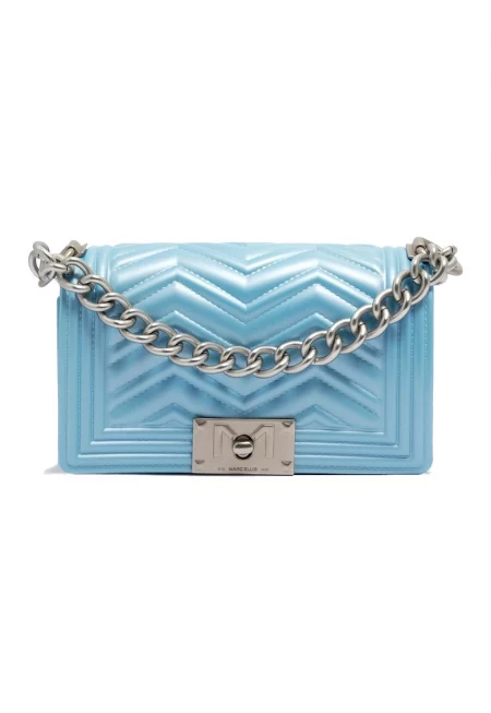 Чанта с лого - Лазурно/Сребрист