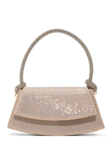 Чанта за рамо Lindy с декоративни камъни - Светло бежово