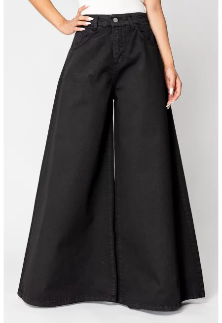 Черни дънки с широки крачоли 17828