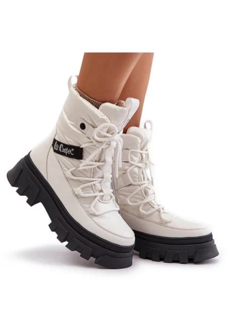 Дамски боти Lee Cooper водоустойчиви на плосък ток бели текстилни