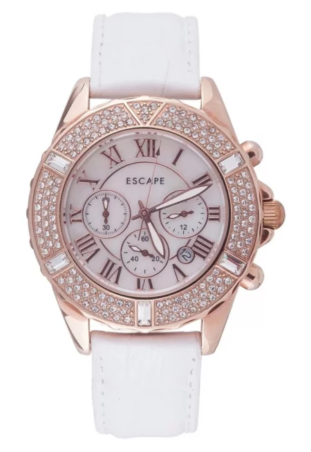 Дамски часовник  36 мм - бяла стоманена каишка - водоустойчив на 5 ATM