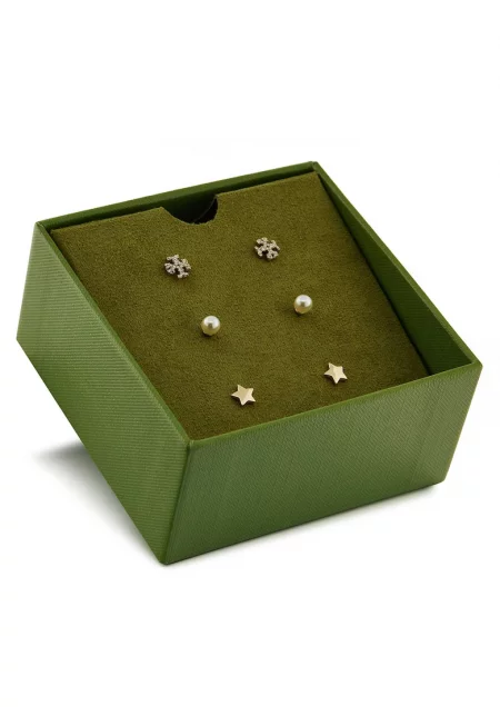 Дамски обеци -  Kira Stud - златни - кристали - перли - комплект