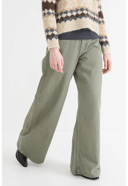 Дънки с широк крачол - Бледозелен