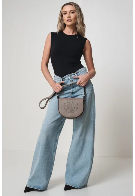 Дънки с висока талия и широк крачол - Светлосин