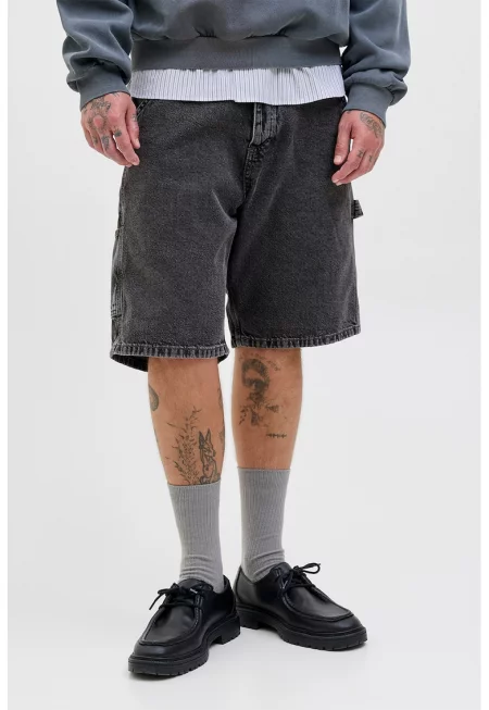 Дънкови бермуди с джобове - Антрацитно сиво
