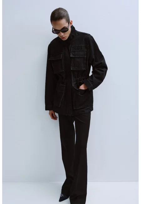 Дънково яке с еластична талия - Ултрамарин синьо