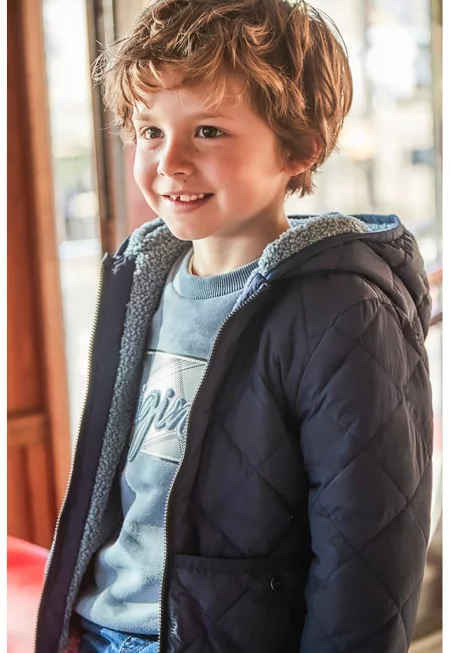 Двулицево зимно яке с качулка - Ултрамарин синьо