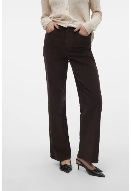 Джинсов панталон Tessa с висока талия - Тъмнокафяв