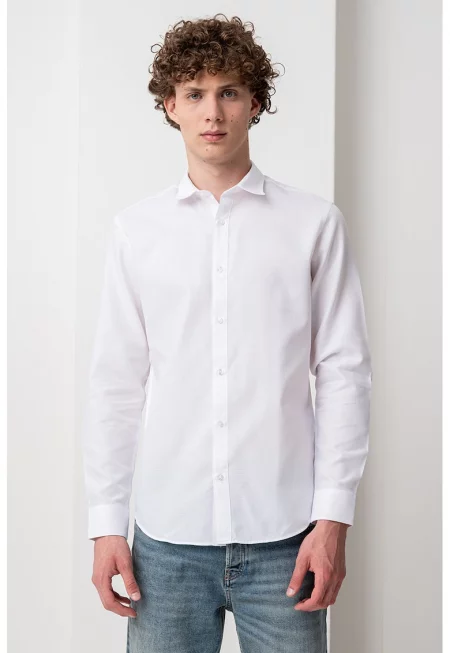 Едноцветна слим риза