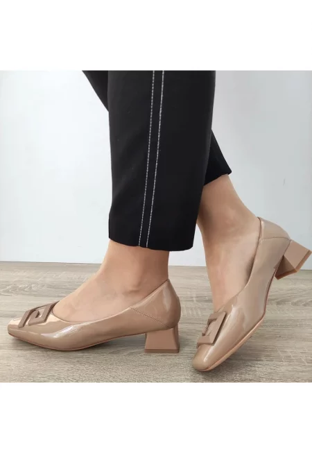 Елегантни дамски обувки  1011-1062 Apricot Lacquer - Кайсиев лак - Оранжев