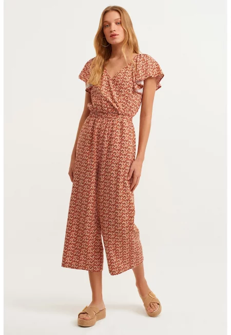 Гащеризон капри с дипли - Светло оранжево/Тъмно оранжево