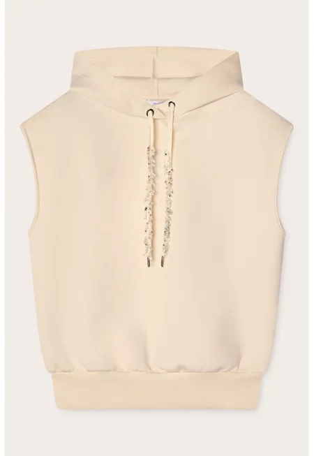 Худи без ръкави - Светло бежово