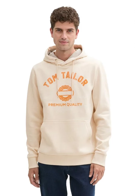 Худи с лого - Оранжев/Крем