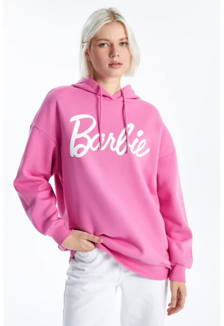 Худи с памук с принт Barbie