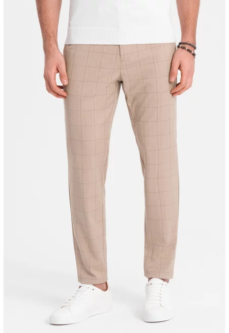 Кариран панталон със странични джобове