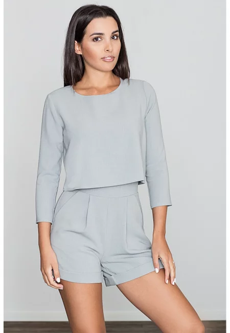 Къс гащеризон -  елегантен - сив - еластан