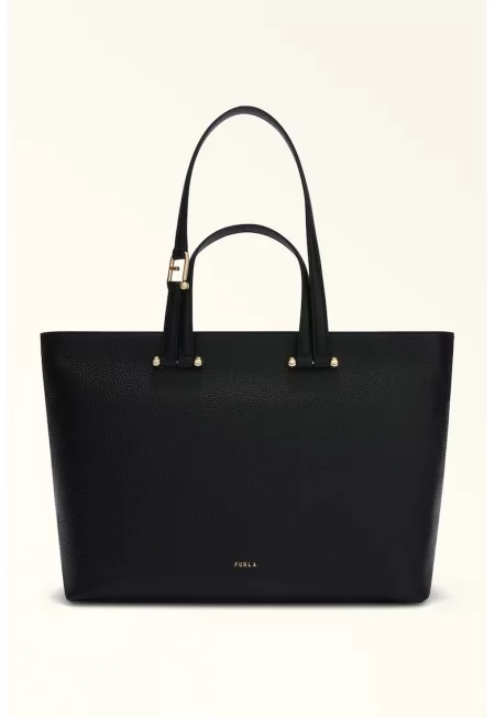 Кожена чанта Tote с две дръжки - Черен