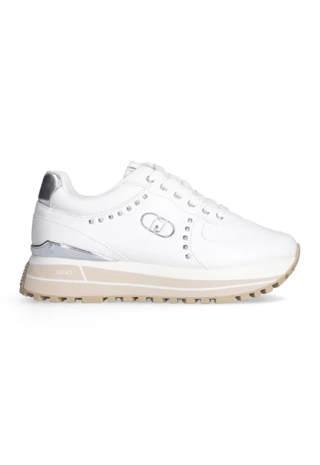 Кожени спортни обувки с капси - Бял