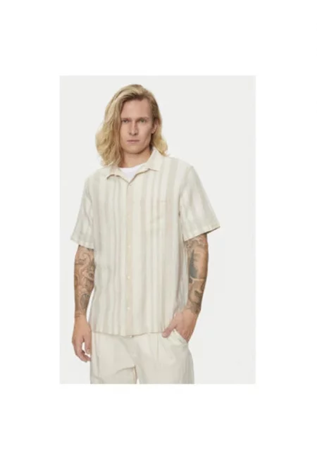 Мъжка риза -  304420115 - Лен/Памук - Бежов - Бежов