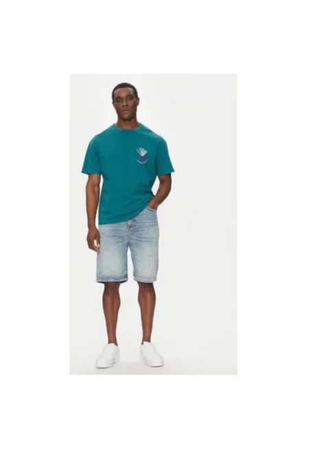 Мъжка тениска  EQYZT08033-BSJ0 - Органичен памук - Зелена - Зелен