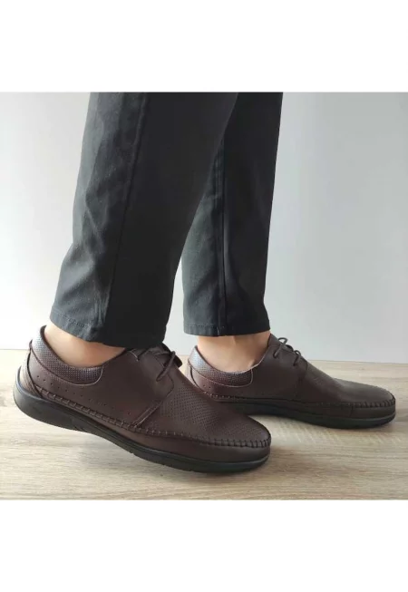 Мъжки перфорирани обувки  Ota 11 C4-N Dark Brown - Brown - Кафяв