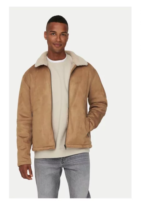 Мъжко яке -  22026162 - Бежово - Еко кожа