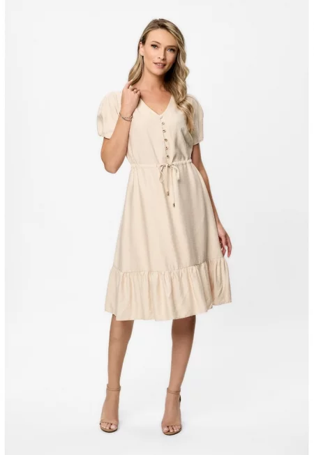 Миди рокля Nancy с шпиц - Бежов