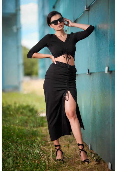 Памучна блуза с регулируема връзка