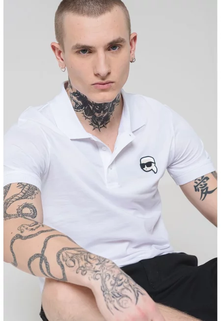 Памучна тениска с лого - Бял