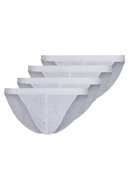 Памучни слипове с лого на талията - 4 чифта - Сив