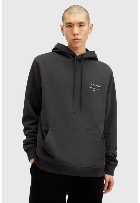 Памучно худи Redact със свободна кройка - Избеляло черно