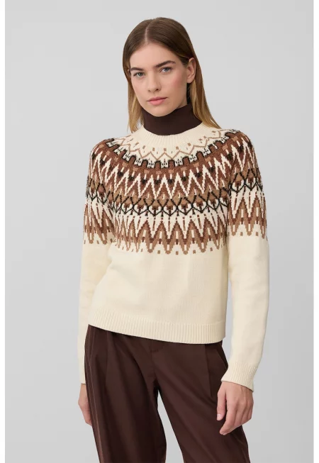 Плетен пуловер с принт
