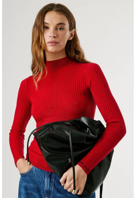 Плетен пуловер с рипс