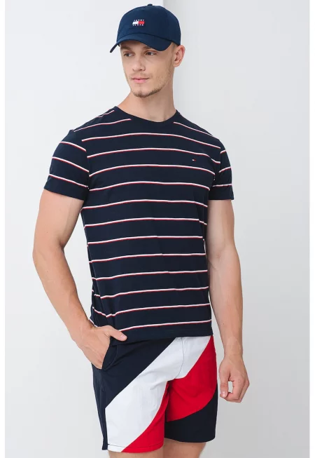 Плувни шорти с дизайн с цветен блок - Бял/Аленочервен/Тъмносин