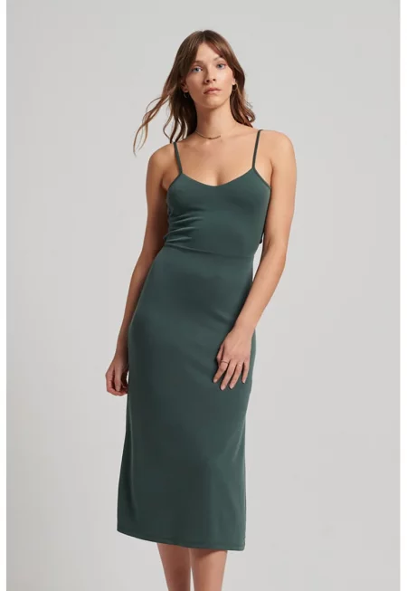 Права рокля с модал и панделка - Бледозелен