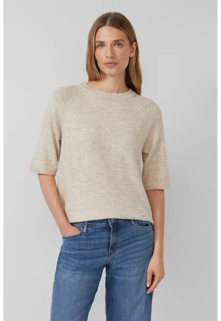 Пуловер с вълна с 3/4 ръкави