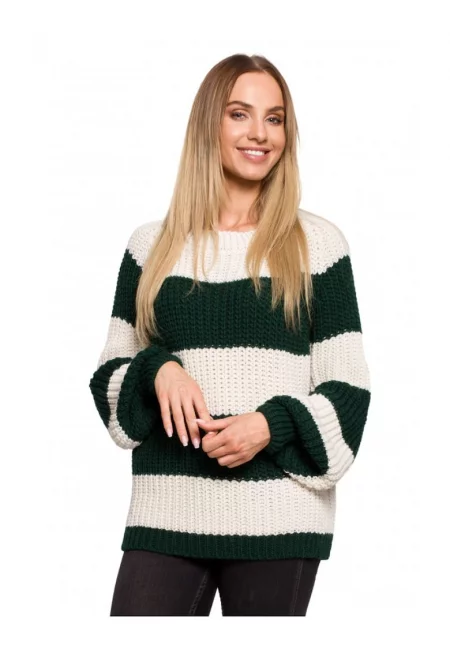 раиран пуловер - акрил - полиамид - бяло - зелено