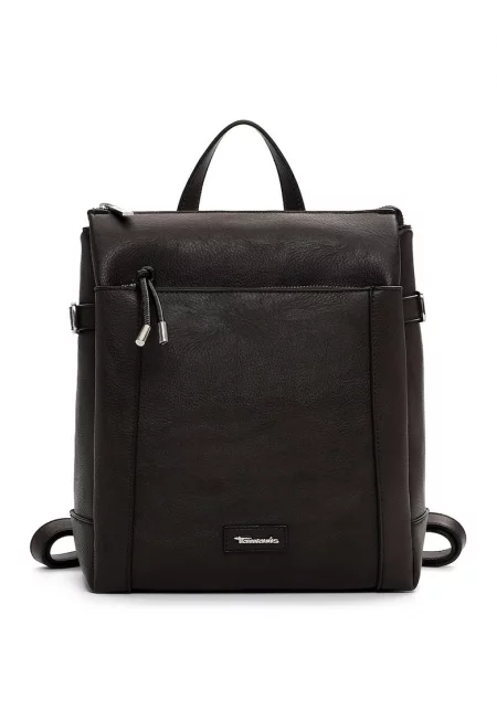 Раница от еко кожа с лого - Тъмнокафяв