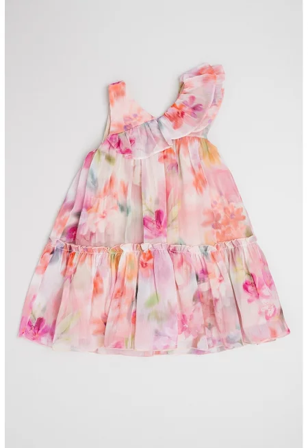 Разкроена флорална рокля - Многоцветен