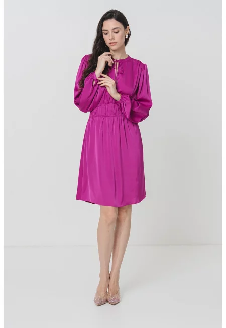 Разкроена рокля с дълги ръкави - Аметист