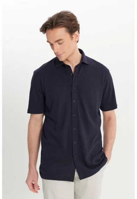 Риза с къси ръкави - Черен -