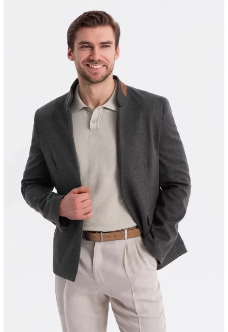 Сако с джобове с капаче - Черен меланж