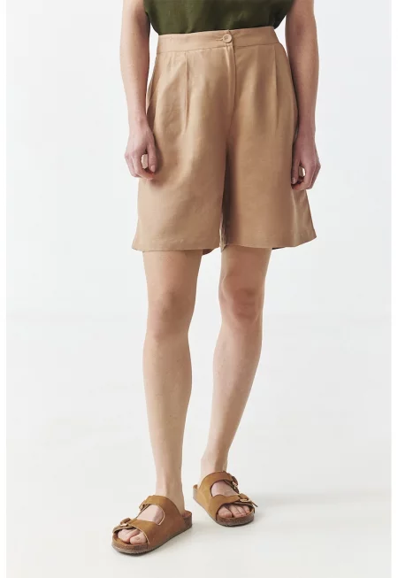 Шорти с лен - Канелено кафяво