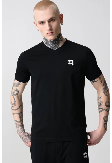 Шпиц тениска с лого - Черен