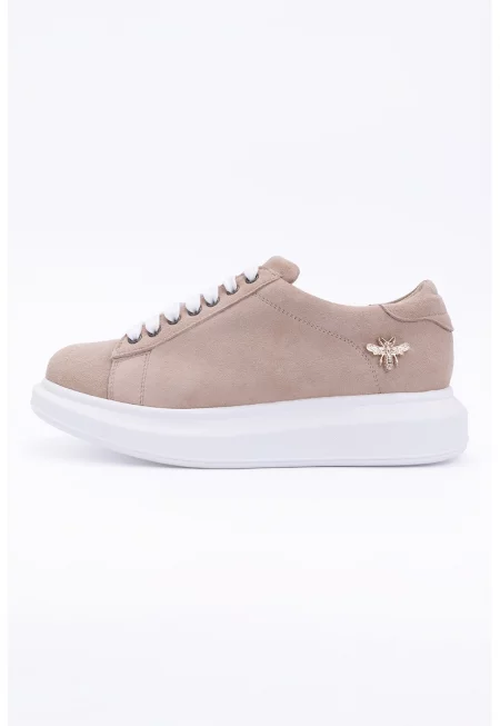 Скосени спортни обувки - Златист/Светлокафяв