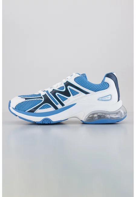 Спортни обувки от еко кожа с нисък профил - Бял/Пастелносин