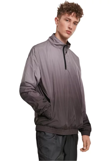 Суитшърт с къс цип на деколтето - Черен/Сив